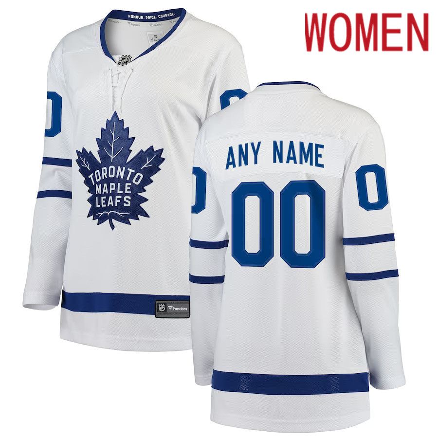 Women Toronto Maple Leafs Fanatics Branded White Away Breakaway Custom NHL Jersey
